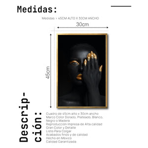 Cuadro Decorativo Black Woman 031 - Mujer Negra Africana con dorado