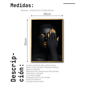 Cuadro Decorativo Black Woman 031 - Mujer Negra Africana con dorado