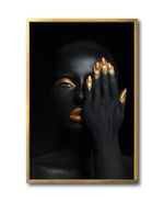 Cargar imagen en el visor de la galería, Cuadro Decorativo Black Woman 031 - Mujer Negra Africana con dorado
