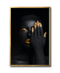 Cuadro Decorativo Black Woman 031 - Mujer Negra Africana con dorado