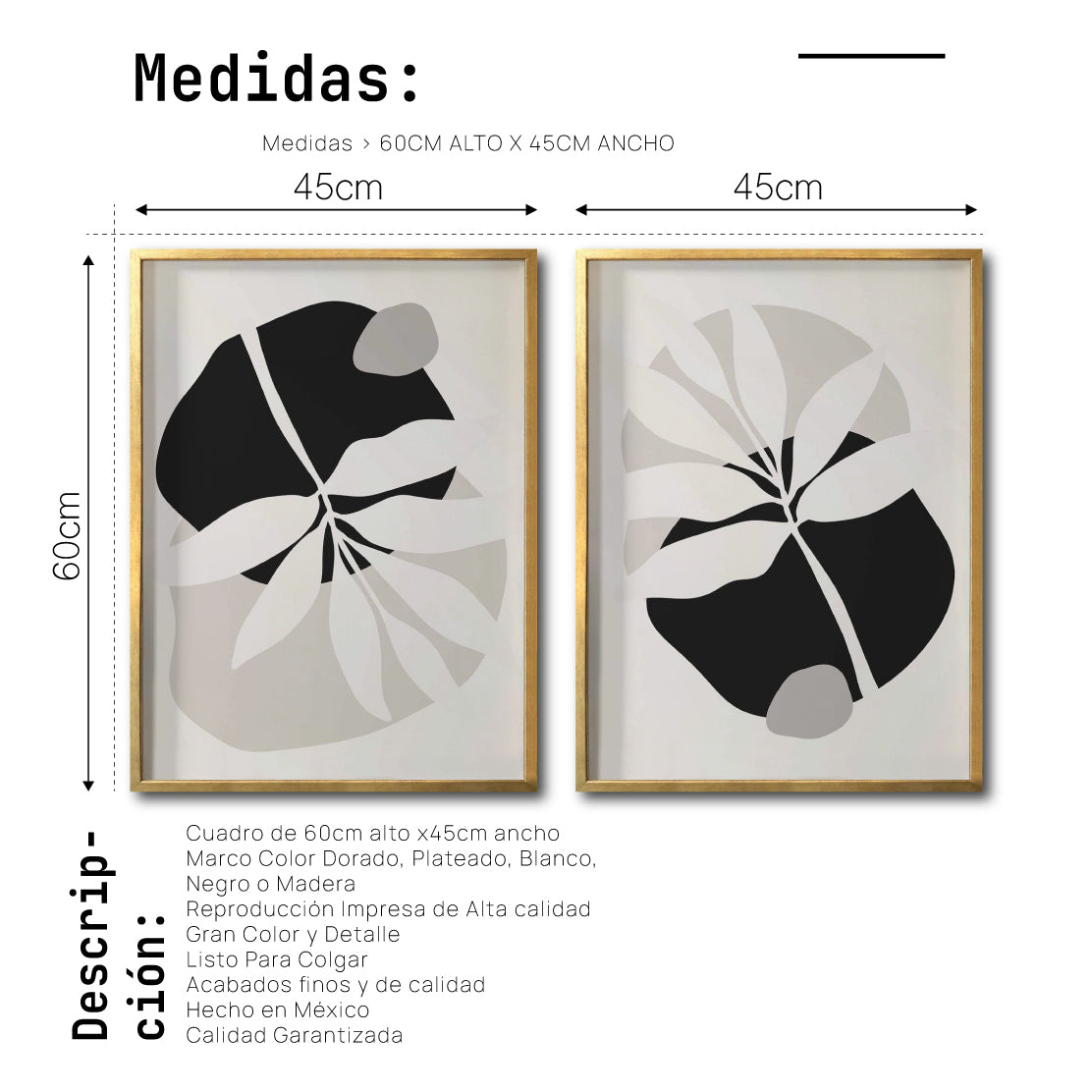 Set 2 Cuadros Decorativos Abstracto Negro Arena 031 - Arte Elegante Estilo Boho Minimalista en Beige y Negro