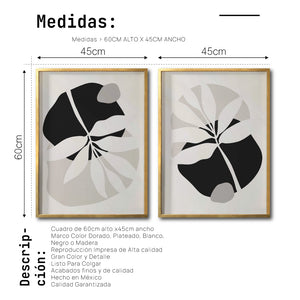 Set 2 Cuadros Decorativos Abstracto Negro Arena 031 - Arte Elegante Estilo Boho Minimalista en Beige y Negro