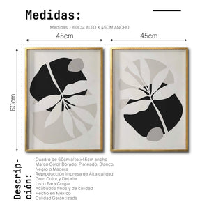 Set Cuadros Decorativos Abstracto Negro Arena 031 - Para Comedor