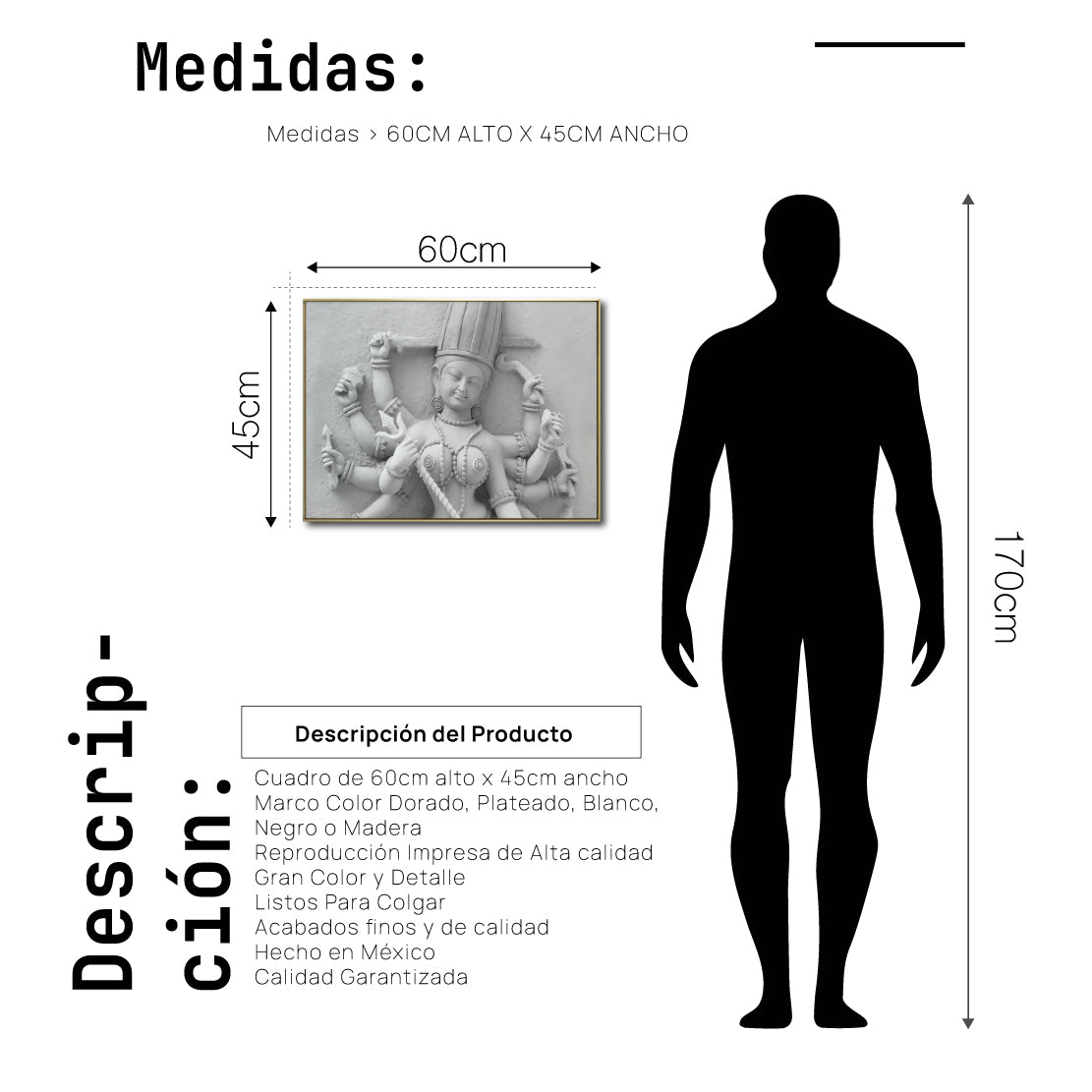Cuadro Decorativo - Zen 031 - Escultura Diosa Hindú Durga