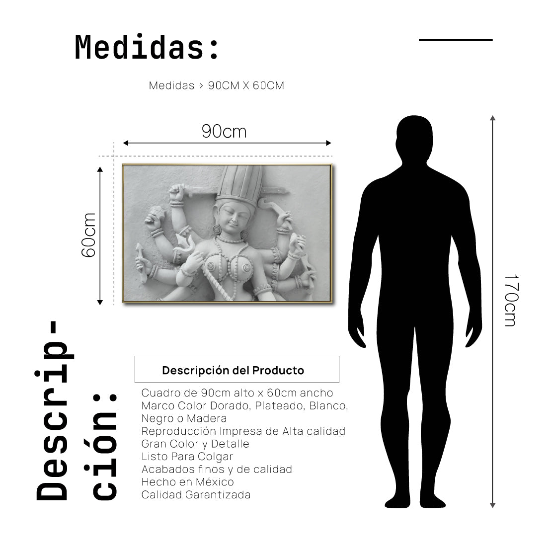 Cuadro Decorativo - Zen 031 - Escultura Diosa Hindú Durga