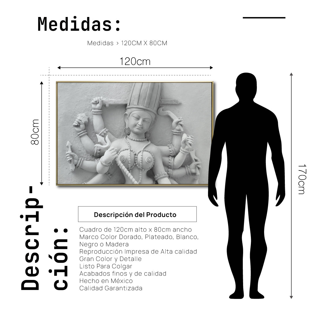 Cuadro Decorativo - Zen 031 - Escultura Diosa Hindú Durga