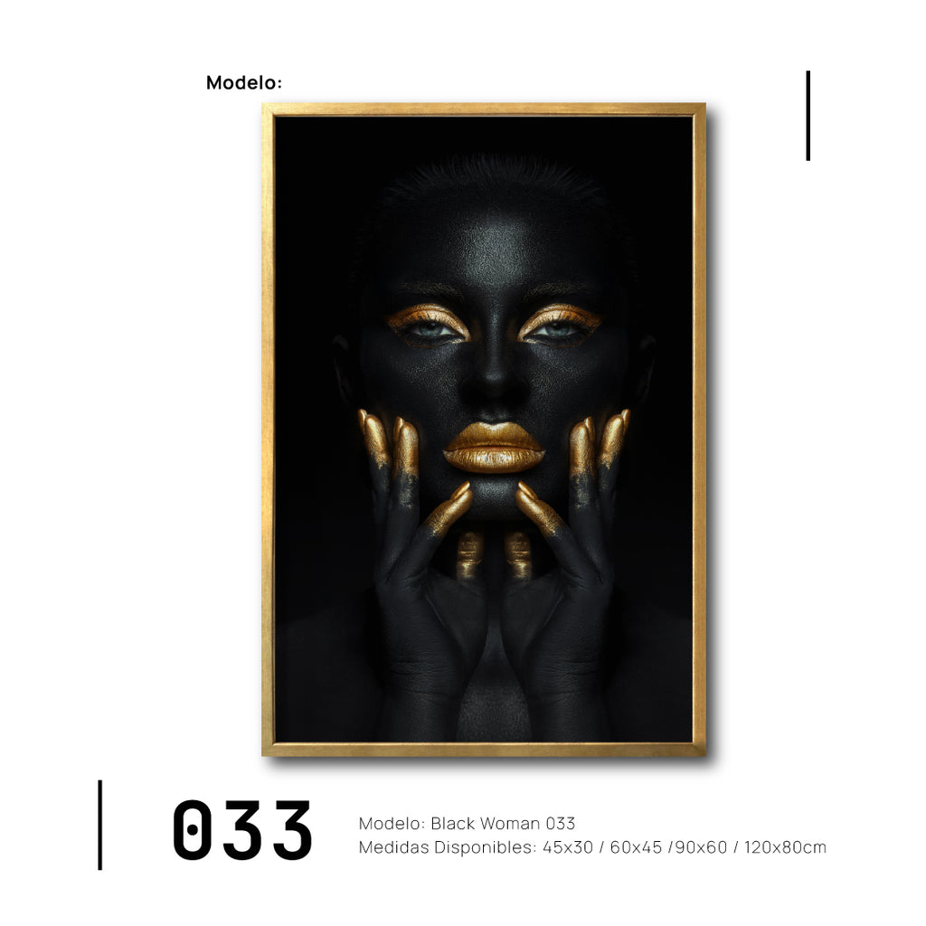 Cuadro Canvas Mujer Negra Africana Retrato con dorado para sala en México.  033