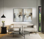 Cargar imagen en el visor de la galería, Set Cuadros Decorativos Abstracto Negro Arena 2 - 201 - Diptico Minimalista Estilo Nordico en Tonos Neutros
