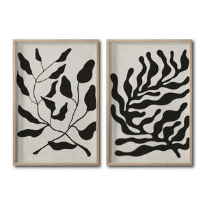 Set 2 Cuadros Decorativos Abstracto Negro Arena 032 - Arte Elegante Estilo Boho Minimalista en Beige y Negro