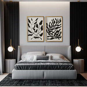 Set Cuadros Decorativos Abstracto Negro Arena 032 -Para Recámara
