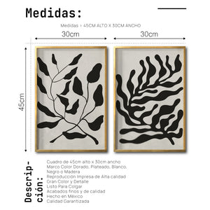 Set 2 Cuadros Decorativos Abstracto Negro Arena 032 - Arte Elegante Estilo Boho Minimalista en Beige y Negro