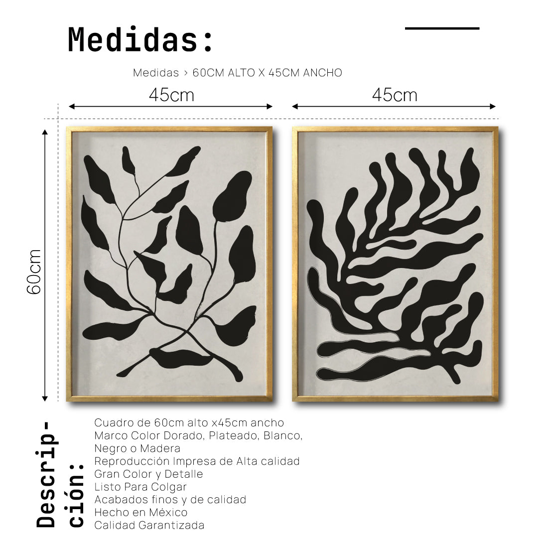 Set 2 Cuadros Decorativos Abstracto Negro Arena 032 - Arte Elegante Estilo Boho Minimalista en Beige y Negro