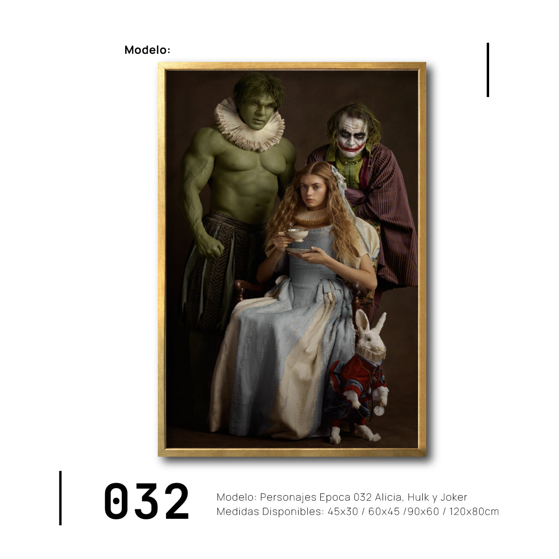 Cuadro Decorativo Personajes Época 032 Superhéroes Hulk, Joker, Alicia