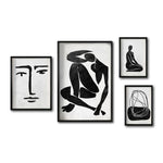 Cargar imagen en el visor de la galería, Set 4 Cuadros Decorativos Abstracto Negro Arena 033 - Arte Boho Rostro y Siluetas Femeninas
