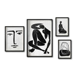 Cargar imagen en el visor de la galería, Set Cuadros Decorativos Abstracto Negro Arena 033 - Arte Boho Rostro y Siluetas Femeninas - Para Sala
