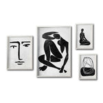 Cargar imagen en el visor de la galería, Set 4 Cuadros Decorativos Abstracto Negro Arena 033 - Arte Boho Rostro y Siluetas Femeninas
