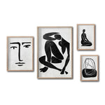 Cargar imagen en el visor de la galería, Set Cuadros Decorativos Abstracto Negro Arena 033 - Arte Boho Rostro y Siluetas Femeninas - Para Sala
