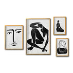 Cargar imagen en el visor de la galería, Set 4 Cuadros Decorativos Abstracto Negro Arena 033 - Arte Boho Rostro y Siluetas Femeninas
