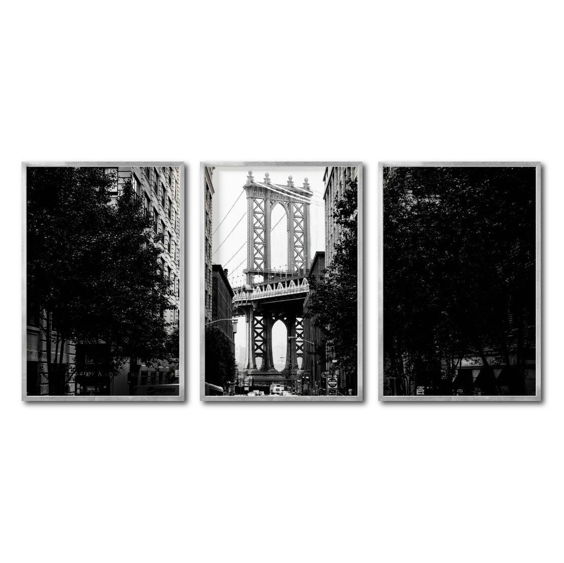 Set Cuadros Decorativos NY 034 - Triptico Manhattan Bridge New York Dumbo