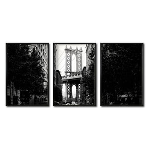 Set Cuadros Decorativos NY 034 - Triptico Manhattan Bridge New York Dumbo
