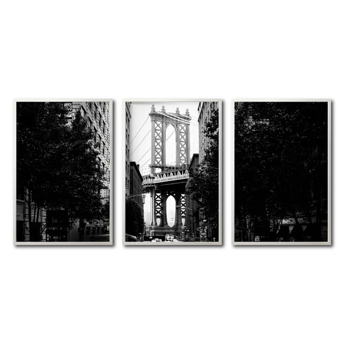 Set Cuadros Decorativos NY 034 - Triptico Manhattan Bridge New York Dumbo