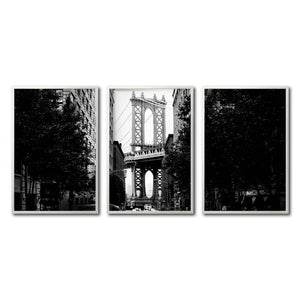 Set Cuadros Decorativos NY 034 - Triptico Manhattan Bridge New York Dumbo
