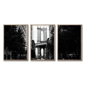 Set Cuadros Decorativos NY 034 - Triptico Manhattan Bridge New York Dumbo