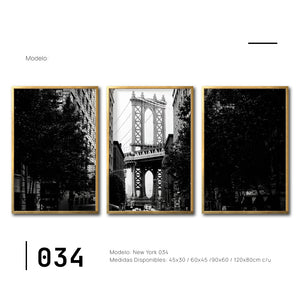 Set Cuadros Decorativos NY 034 - Triptico Manhattan Bridge New York Dumbo