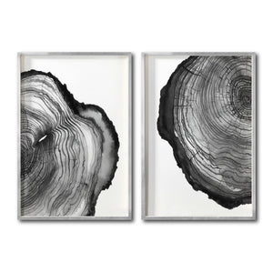 Set  2 Cuadros Decorativos Abstracto Negro Arena  034.1 - Arte Boho Troncos Acuarela Blanco y Negro