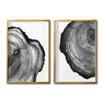 Cargar imagen en el visor de la galería, Set  2 Cuadros Decorativos Abstracto Negro Arena  034.1 - Arte Boho Troncos Acuarela Blanco y Negro
