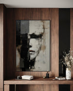 Cargar imagen en el visor de la galería, Cuadro Decorativo Abstracto Negro Arena 2-205 Rostro Estilo Nordico Cara Moderna en Tonos Neutros
