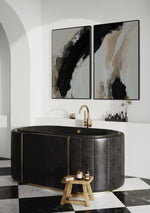 Cargar imagen en el visor de la galería, Set Cuadros Decorativos Abstracto Negro Arena 2 - 212 - Diptico Moderno y Minimalista en Tonos Negro y Beige Colores Neutros Estilo Nordico
