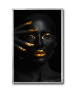 Cuadro Decorativo Black Woman 034 - Mujer Negra Africana con dorado