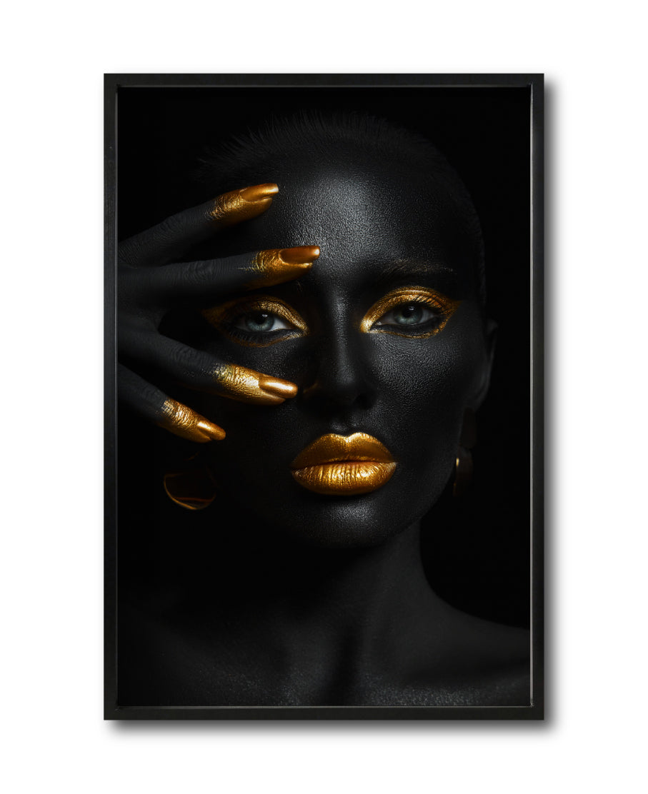 Cuadro Decorativo Black Woman 034 - Mujer Negra Africana con dorado