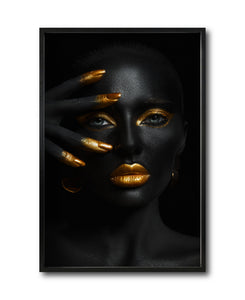 Cuadro Decorativo Black Woman 034 - Mujer Negra Africana con dorado