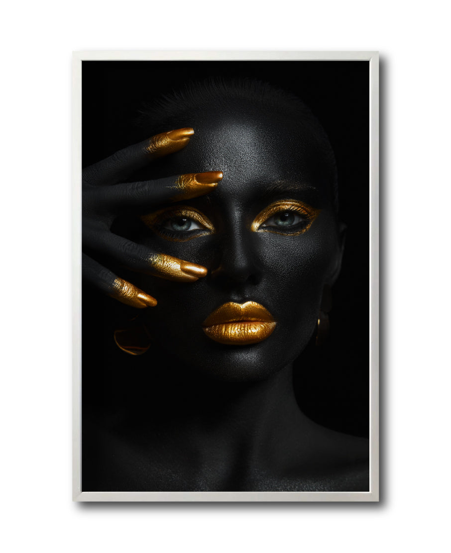 Cuadro Decorativo Black Woman 034 - Mujer Negra Africana con dorado