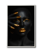 Cargar imagen en el visor de la galería, Cuadro Decorativo Black Woman 034 - Mujer Negra Africana con dorado
