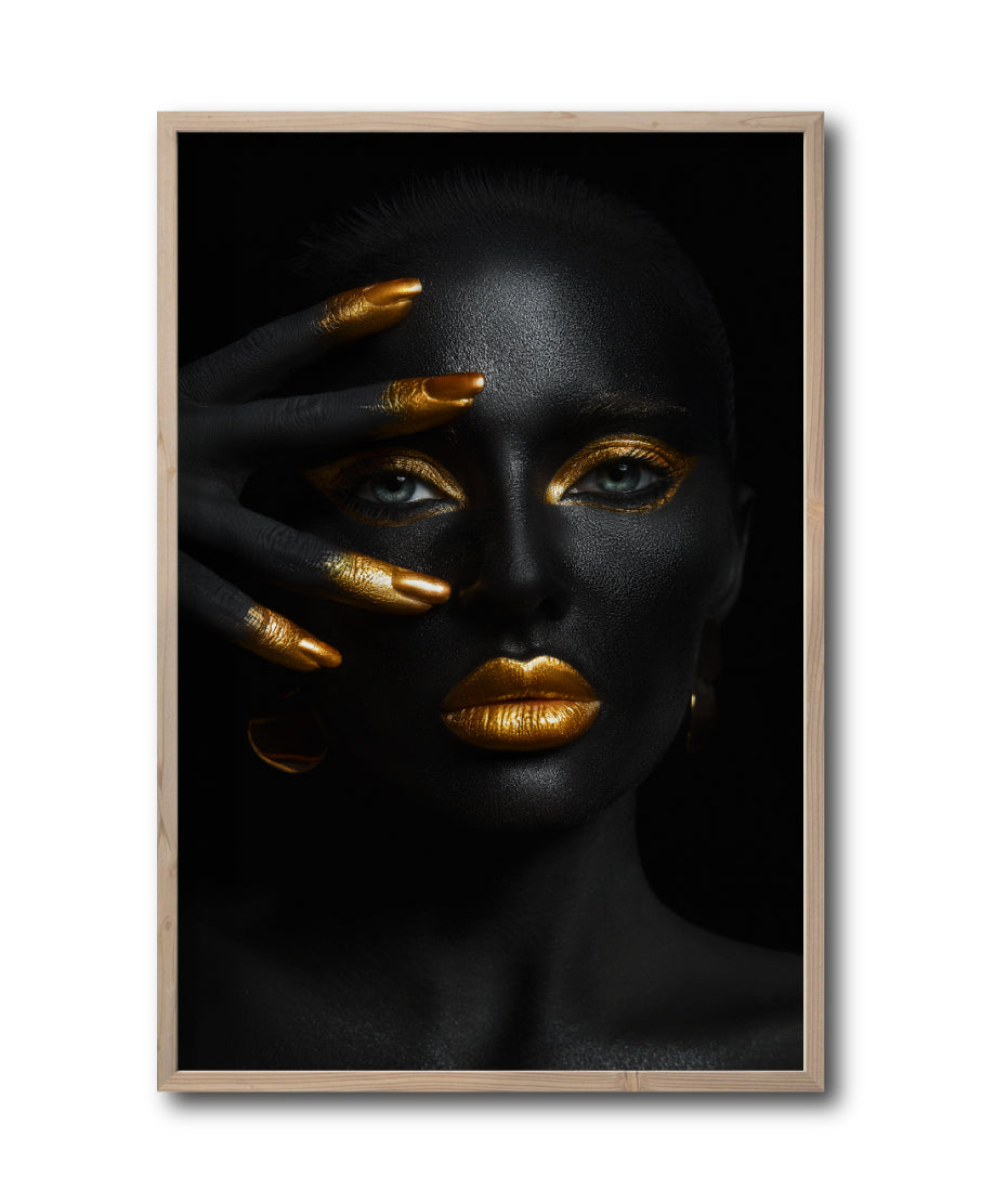 Cuadro Decorativo Black Woman 034 - Mujer Negra Africana con dorado