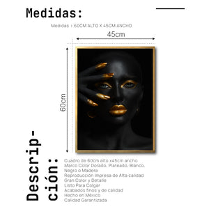 Cuadro Decorativo Black Woman 034 - Mujer Negra Africana con dorado