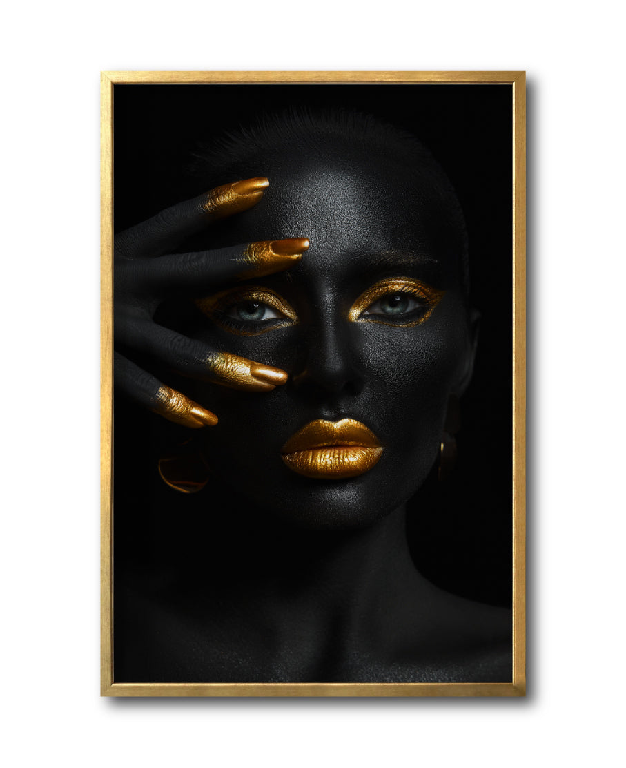 Cuadro Decorativo Black Woman 034 - Mujer Negra Africana con dorado