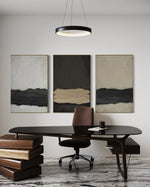 Cargar imagen en el visor de la galería, Set Cuadros Decorativos Abstracto Negro Arena 2 - 241 - Triptico Moderno y Elegante Arte Minimalista Estilo Nordico Tonos Neutros
