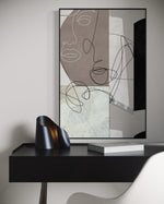 Cargar imagen en el visor de la galería, Cuadro Decorativo Abstracto Negro Arena 244 Silueta Rostros Femeninos Arte Lineal Moderno y Minimalista Nordico Tonos Neutros

