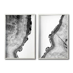 Cargar imagen en el visor de la galería, Set 2 Cuadros Decorativos Abstracto Negro Arena 035 - Arte Boho Troncos blanco y Negro
