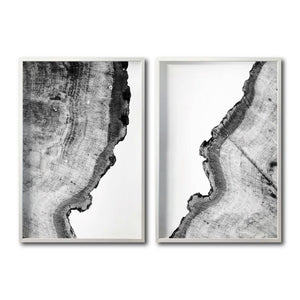 Set Cuadros Decorativos Abstracto Negro Arena 035 - Arte Boho Troncos blanco y Negro Para Sala