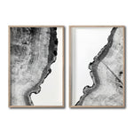 Cargar imagen en el visor de la galería, Set 2 Cuadros Decorativos Abstracto Negro Arena 035 - Arte Boho Troncos blanco y Negro
