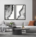 Cargar imagen en el visor de la galería, Set Cuadros Decorativos Abstracto Negro Arena 035 - Arte Boho Troncos blanco y Negro Para Sala
