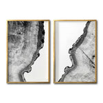 Cargar imagen en el visor de la galería, Set 2 Cuadros Decorativos Abstracto Negro Arena 035 - Arte Boho Troncos blanco y Negro
