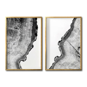 Set Cuadros Decorativos Abstracto Negro Arena 035 - Arte Boho Troncos blanco y Negro Para Sala