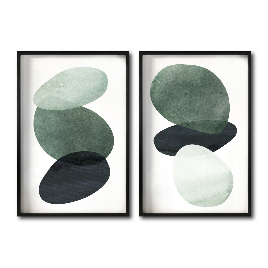 Set 2 Cuadros Decorativos Abstract Colors  036 - Arte Abstracto en Verde