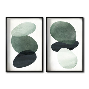 Set 2 Cuadros Decorativos Abstract Colors  036 - Arte Abstracto en Verde